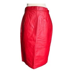 Andrew Marc Red Vintage 80s Leather Skirt Size 14